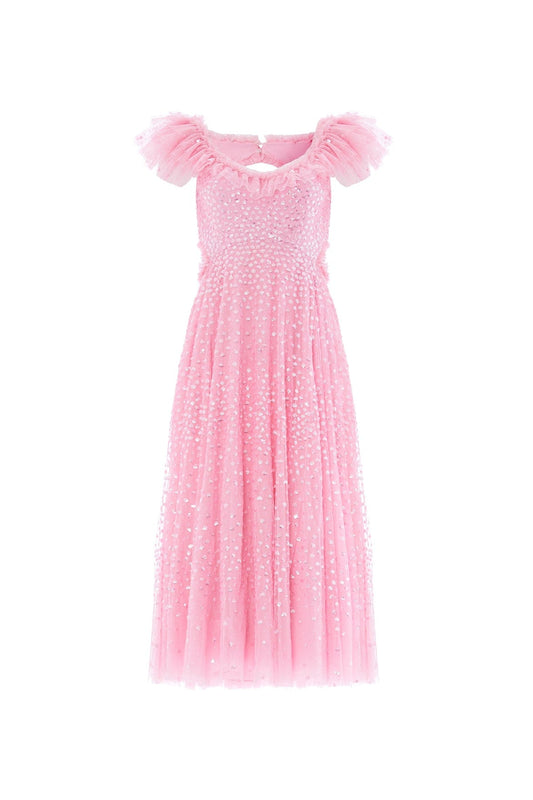 Scatter Dot Ruffle Backless Ballerina Dress