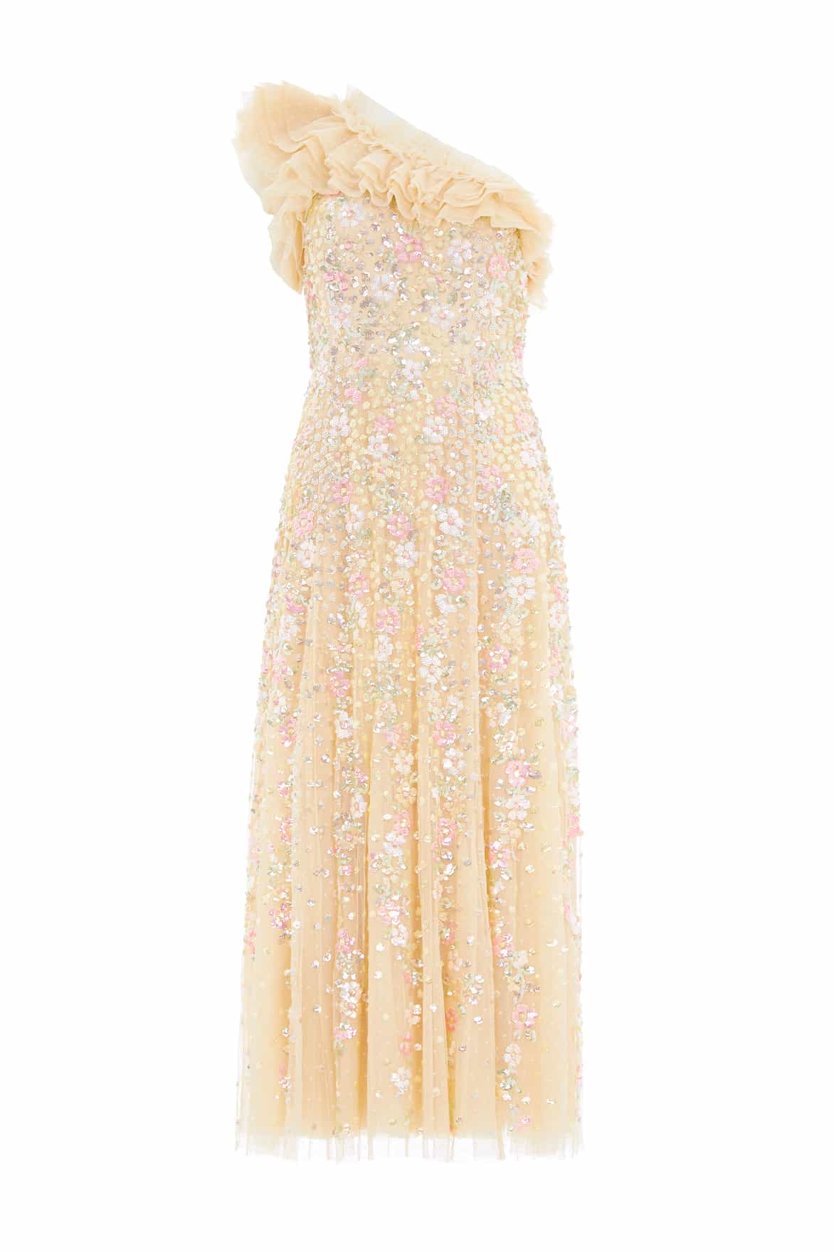 Confetti One-Shoulder Ankle Gown