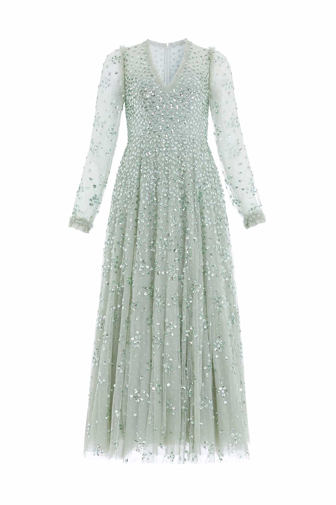 Leila Dot V-Neck Ankle Gown