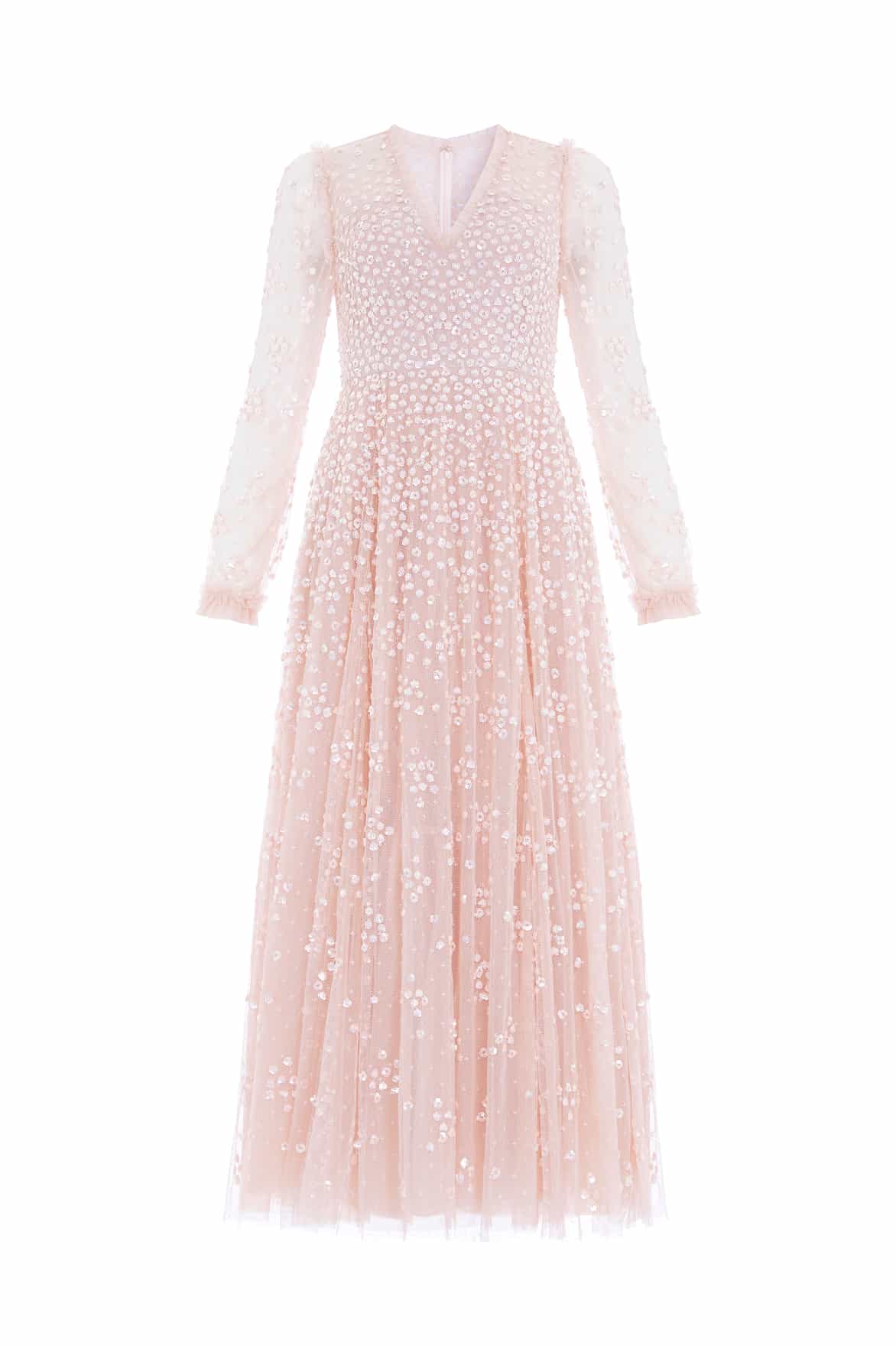 Leila Dot V-Neck Ankle Gown