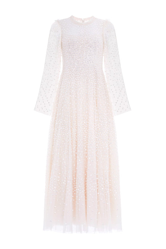 Scatter Dot Round Neck Ankle Gown