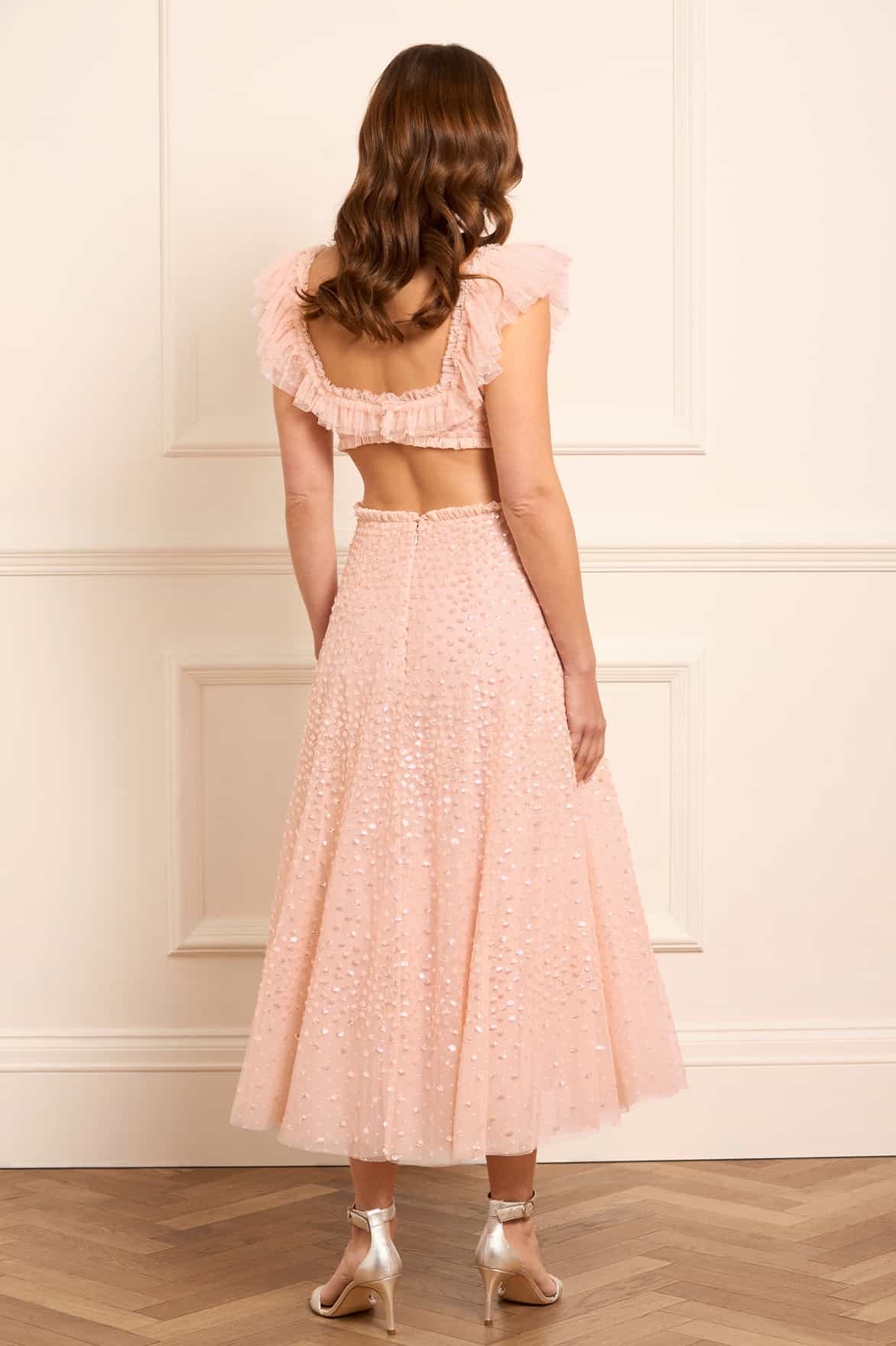 Scatter Dot Ruffle Backless Ballerina Dress